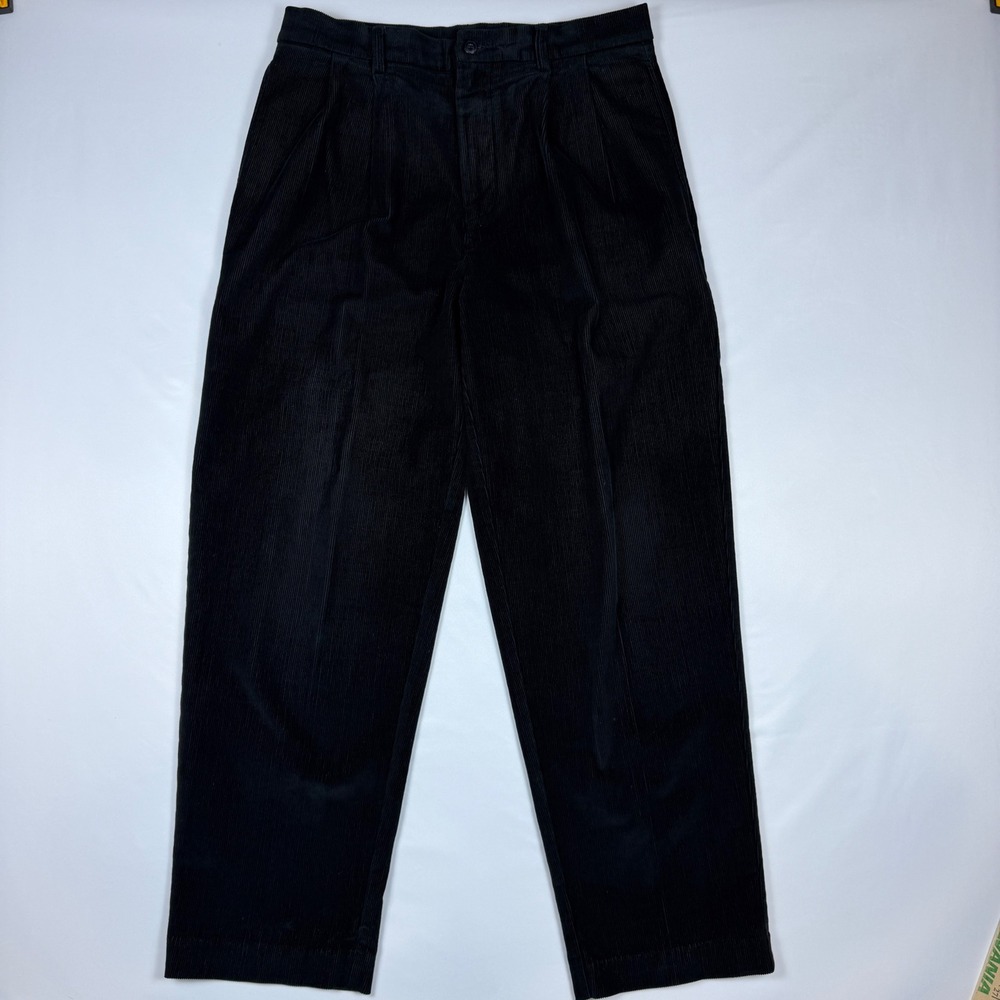 Roundtree & Yorke Corduroy Pants Mens 32x30‎ Black Pleated Outdoors